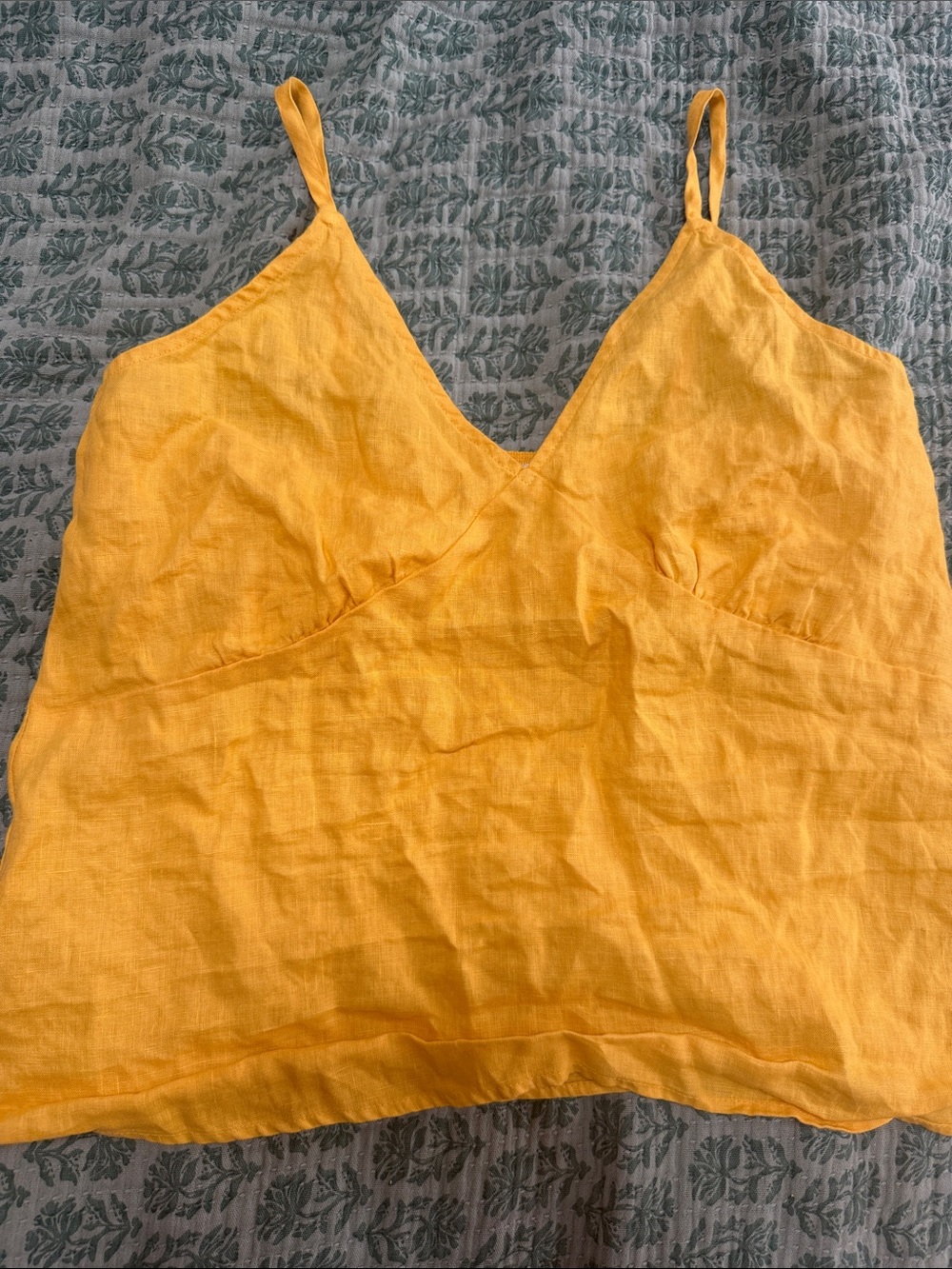 Sundry Size 2 Yellow Linen Spaghetti Strap V-Neck Tank Top